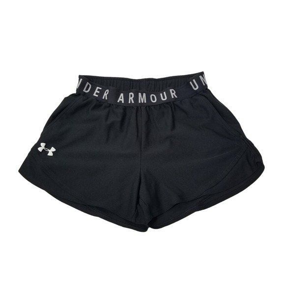 Under Armour Loose Black Heat Gear Shorts Womens Small Elastic Waist Athletic - Picture 1 of 4